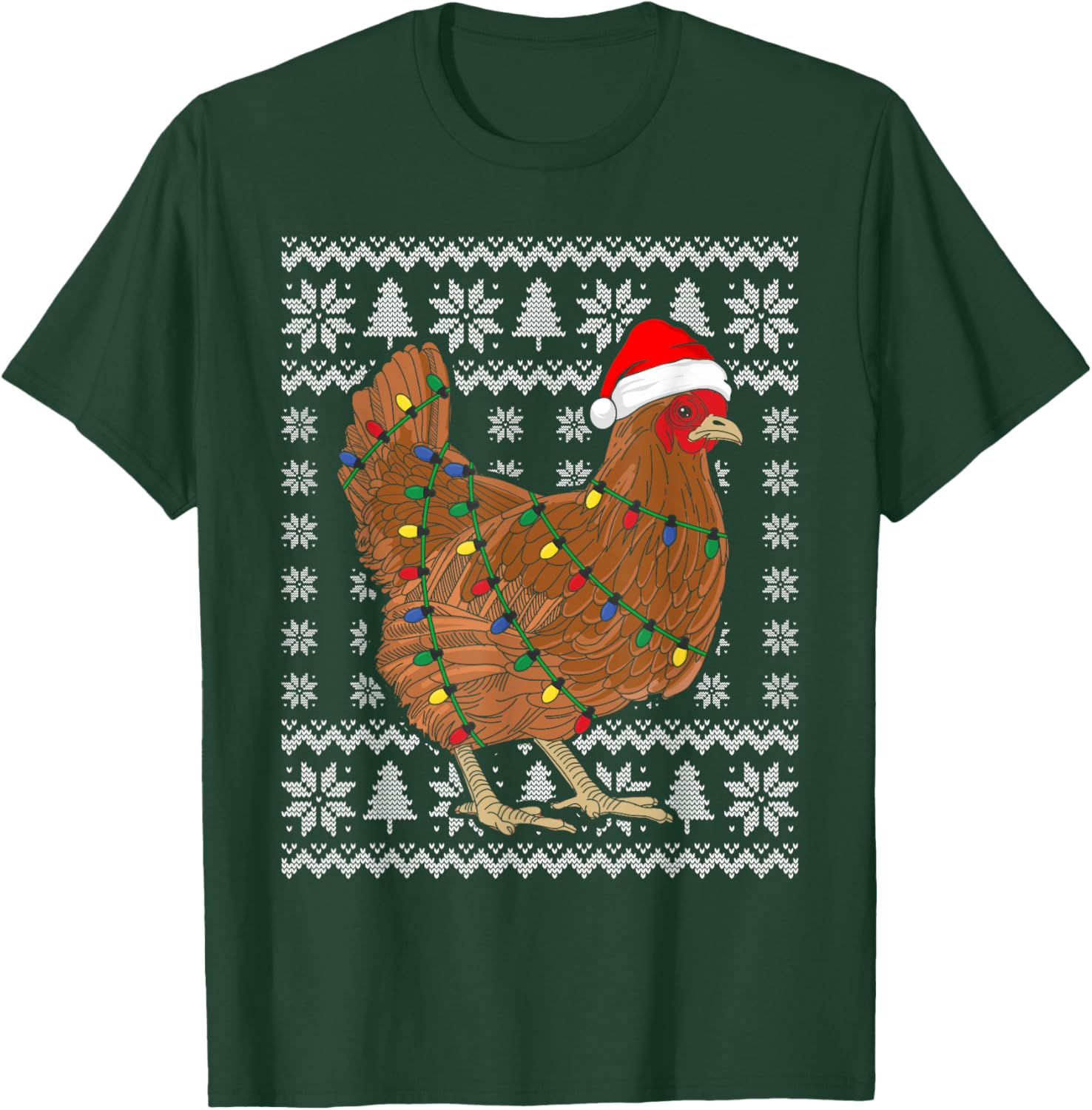 Ugly Christmas Sweater Funny Chicken Christmas T-Shirt - T-Shirt | Forest
