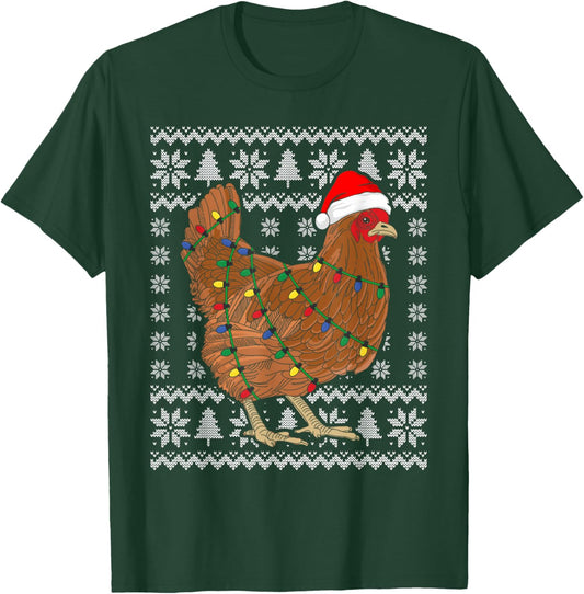 Ugly Christmas Sweater Funny Chicken Christmas T-Shirt - T-Shirt | Forest