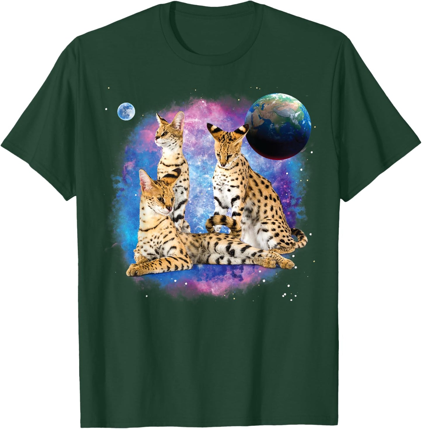 Serval Cats in the Galaxy, Serval Lover, Funny Serval Cat Men Women Kids T-Shirt - T-Shirt | Forest