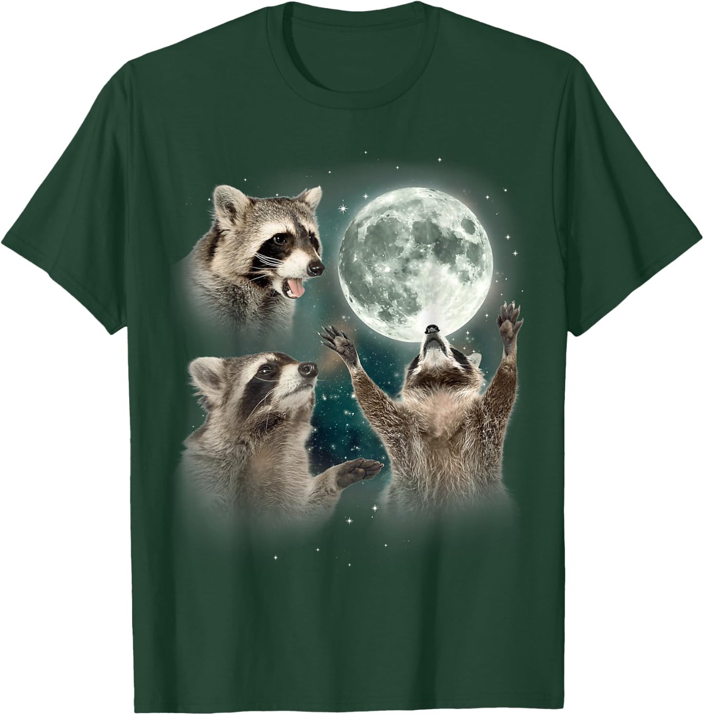 Three Moon Racoon Funny Racoon Oddly Specific Dank Meme T-Shirt - T-Shirt | Forest