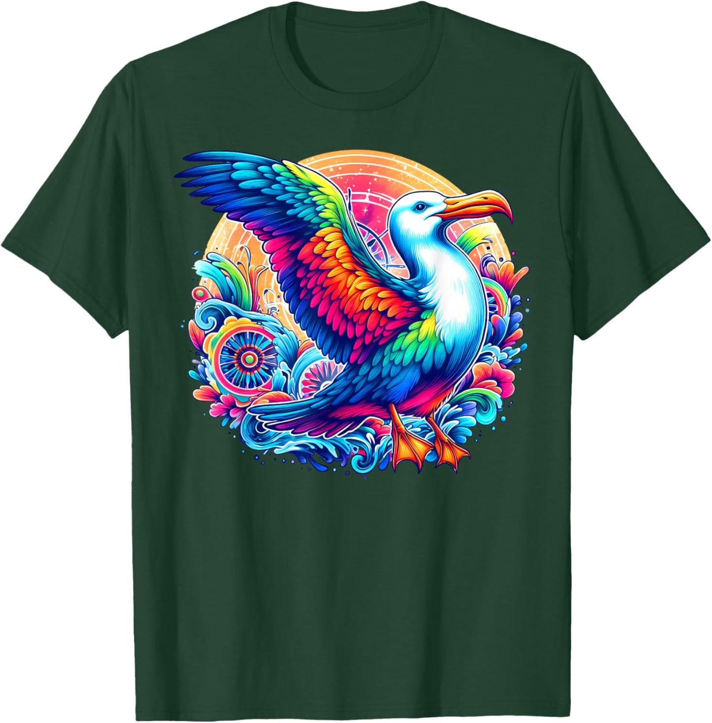Cool Albatross Spirit Animal Illustration Tie Dye Art T-Shirt - T-Shirt | Forest