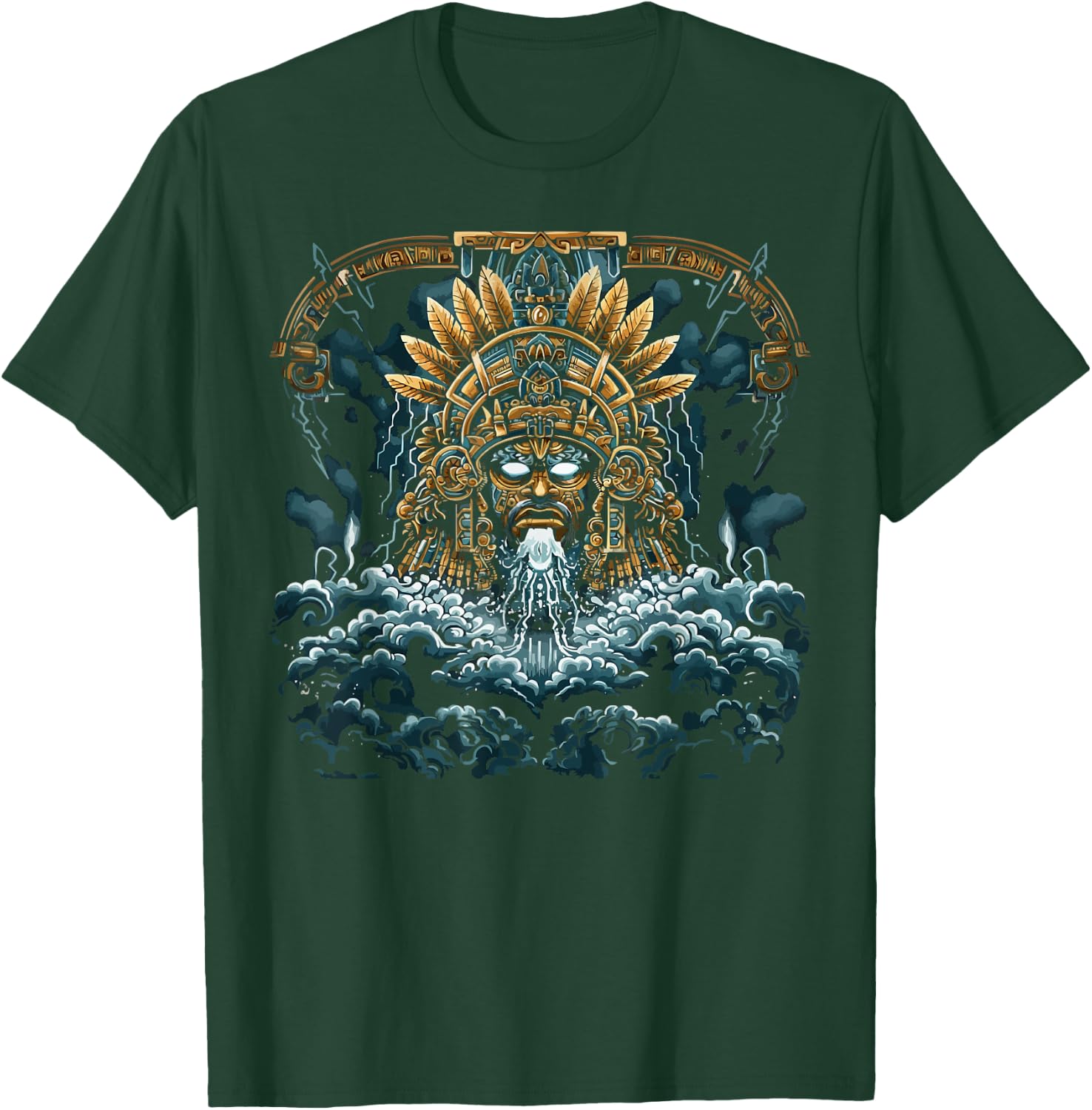 Aztec God Aztec Culture Mayan Indigenous Tlaloc Statue T-Shirt - T-Shirt | Forest