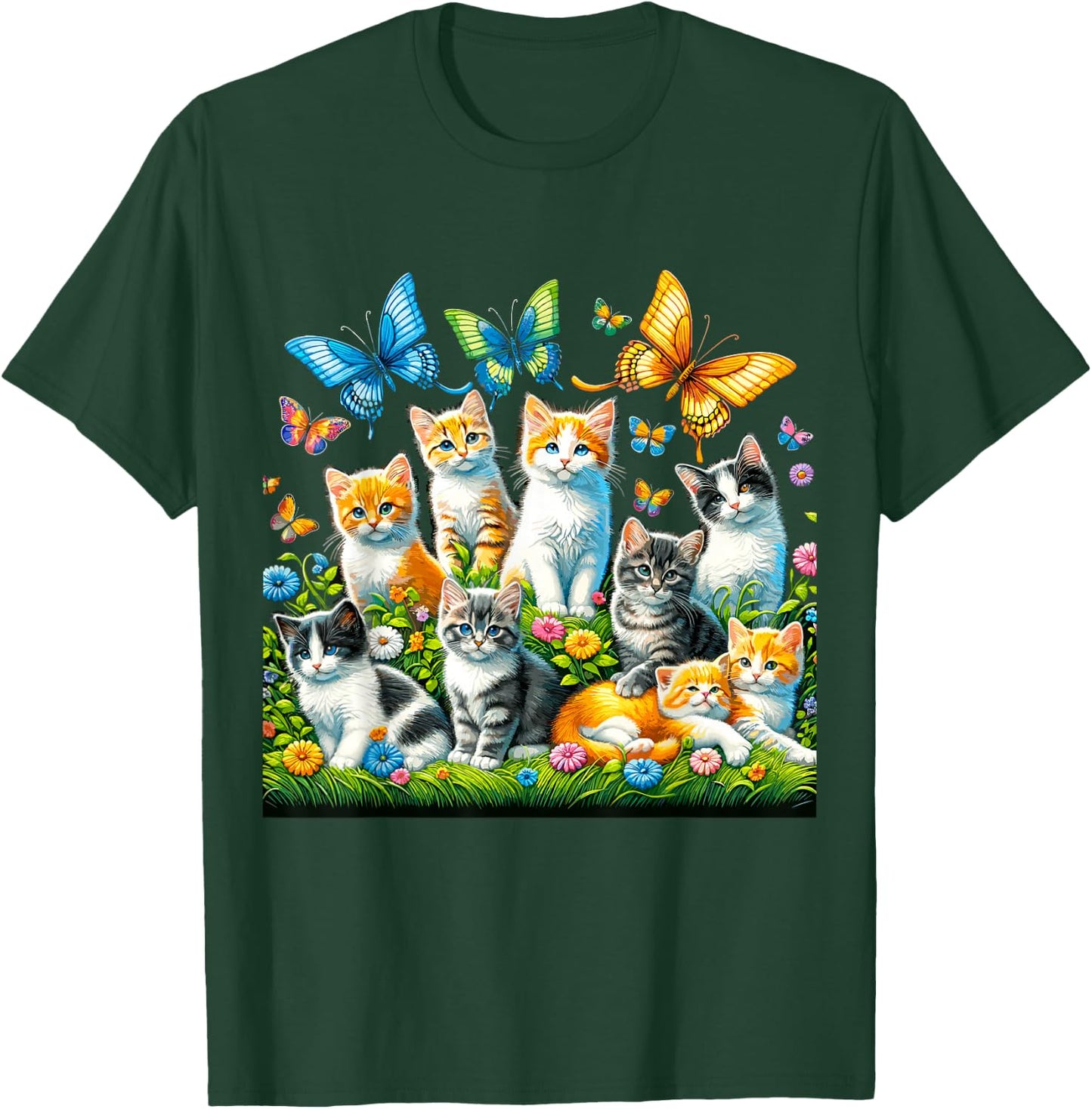 Cats and Butterflies T-Shirt - T-Shirt | Forest