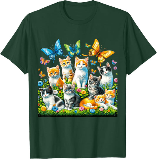 Cats and Butterflies T-Shirt - T-Shirt | Forest