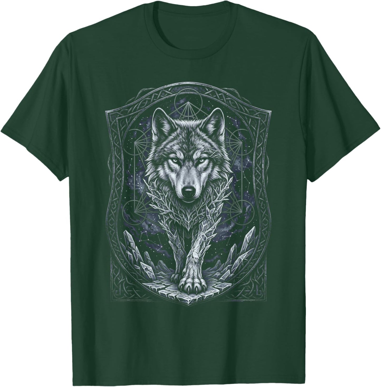 Cosmic Arctic Wolf Celtic Mystic Fantasy Art T-Shirt - T-Shirt | Forest