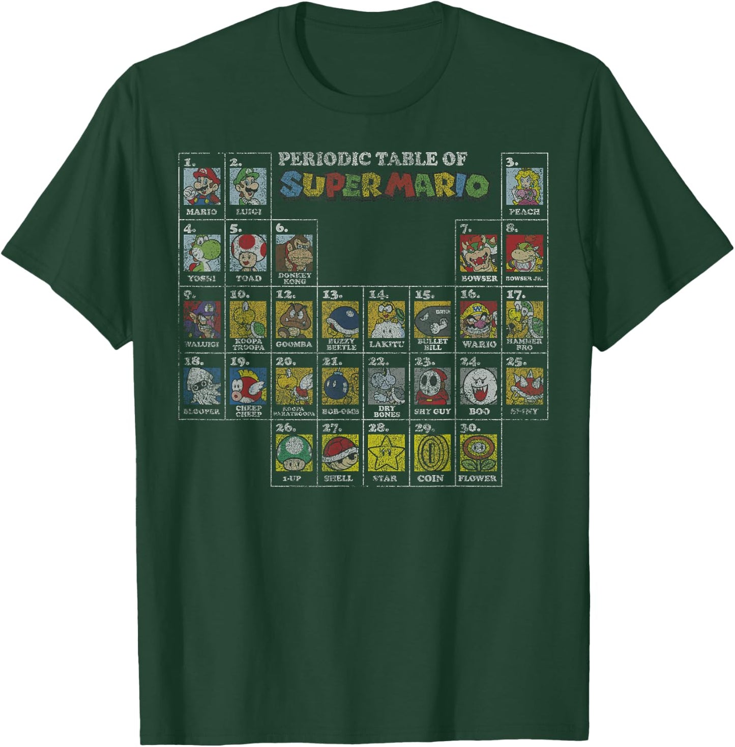 Super Mario Periodic Table Of Character Panel Grid T-Shirt - T-Shirt | Forest