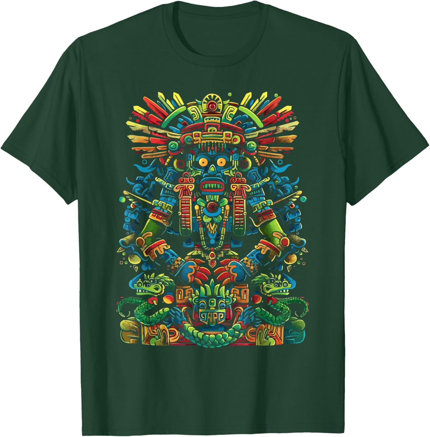 Aztec God Aztec Culture Mayan Indigenous Tlaloc Statue T-Shirt - T-Shirt | Forest