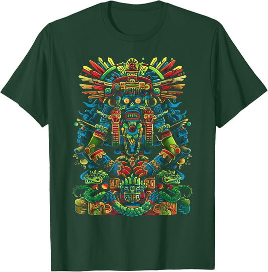 Aztec God Aztec Culture Mayan Indigenous Tlaloc Statue T-Shirt - T-Shirt | Forest