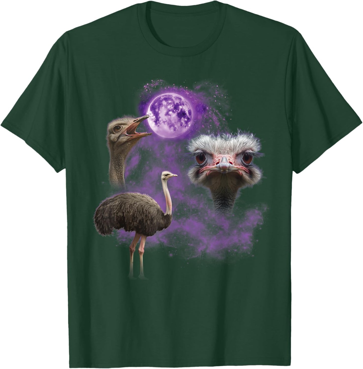 Funny Ostrich Shirt - Ostriches Howling at the Moon T-Shirt - T-Shirt | Forest