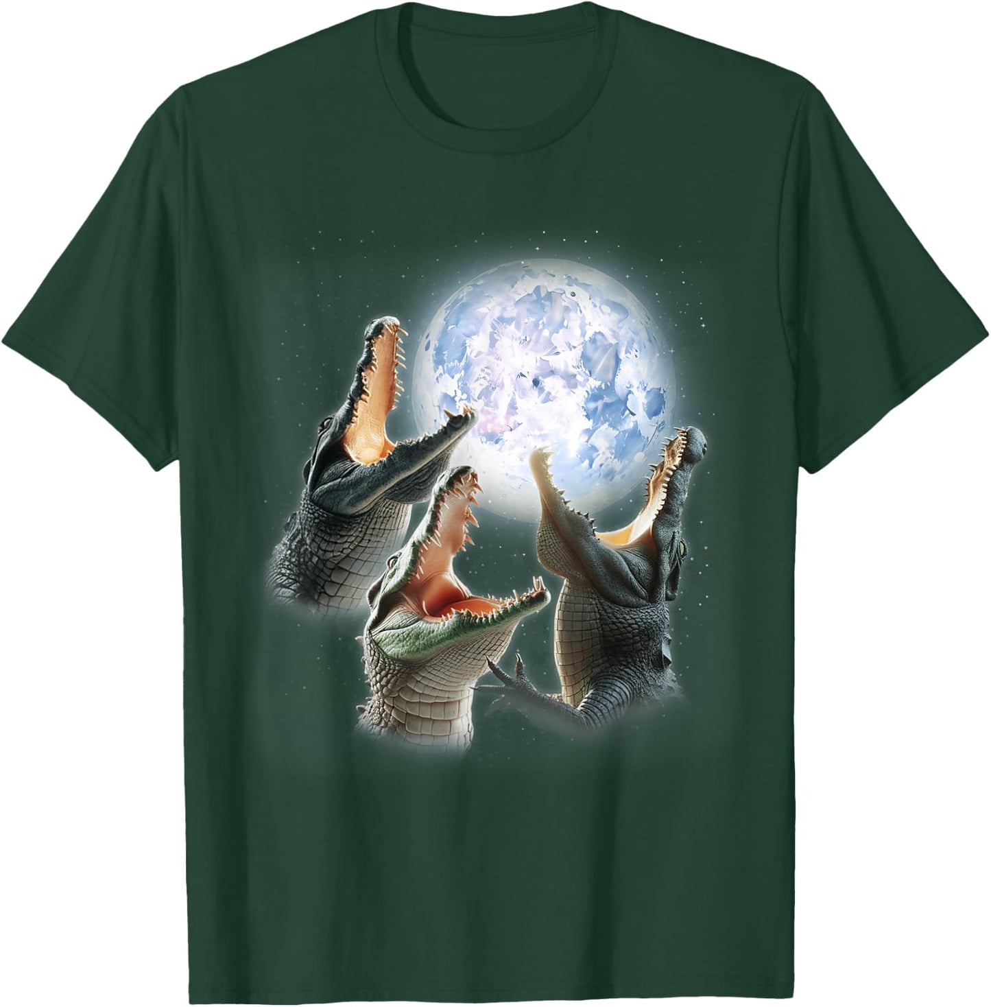 3 Alligator Howling At The Moon Funny Crocodile Alligator T-Shirt - T-Shirt | Forest