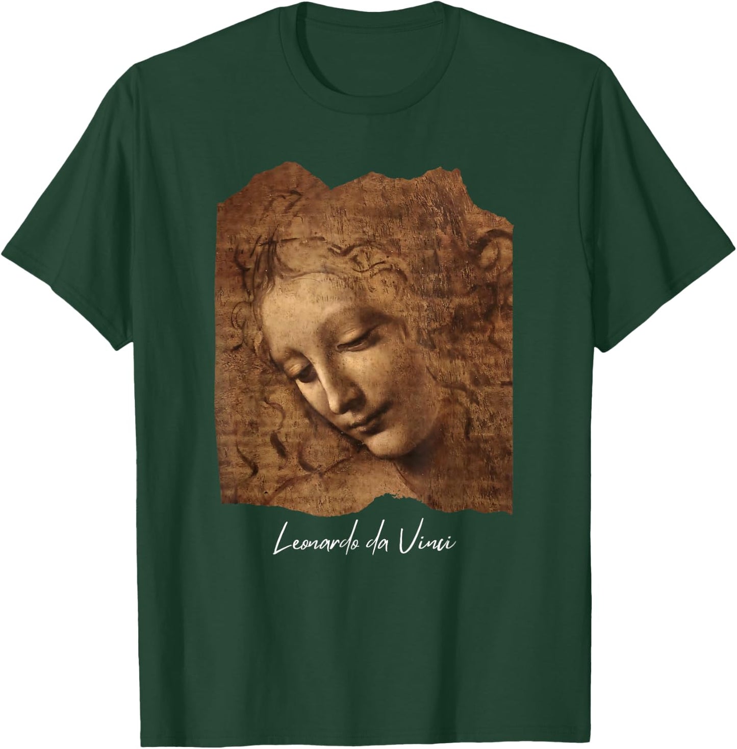 Head of a Young Woman by Leonardo da Vinci Famous Painting T-Shirt - T-Shirt | Forest