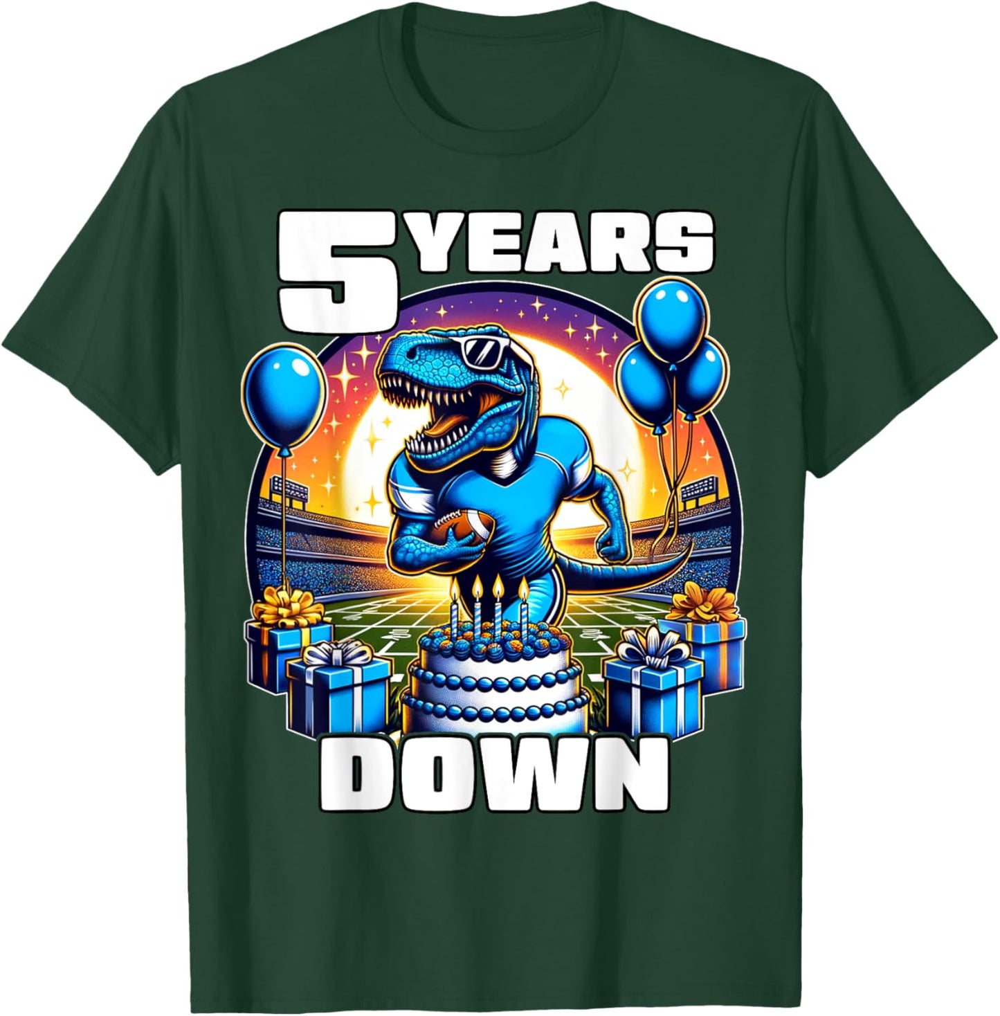5th Birthday Football Shirt 5 Year Old Kids Football Shirt T-Shirt - T-Shirt | Forest