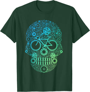 Funny Bicycle Lover Cycling Cyclist Sugar Skull Sporty T-Shirt - T-Shirt | Forest