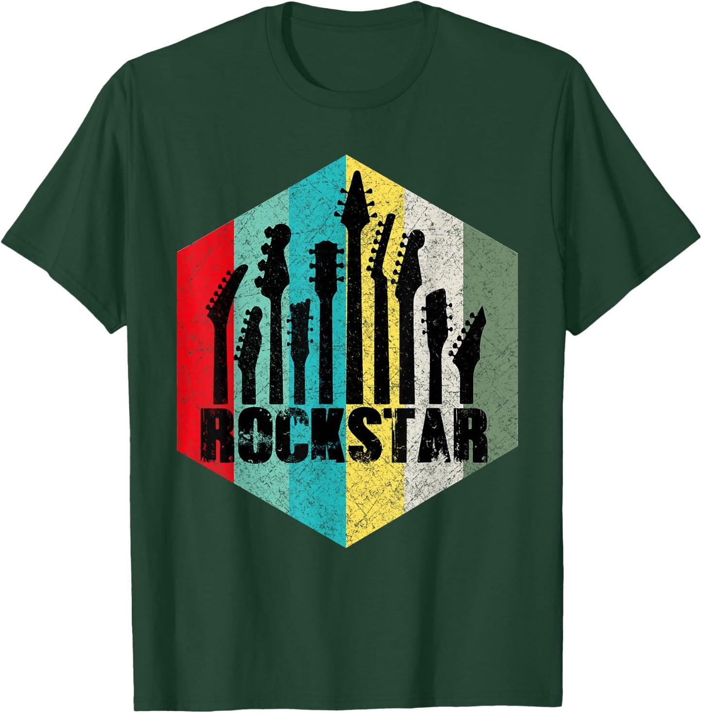 Kids Rockstar Vintage Guitar T-Shirt - T-Shirt | Forest