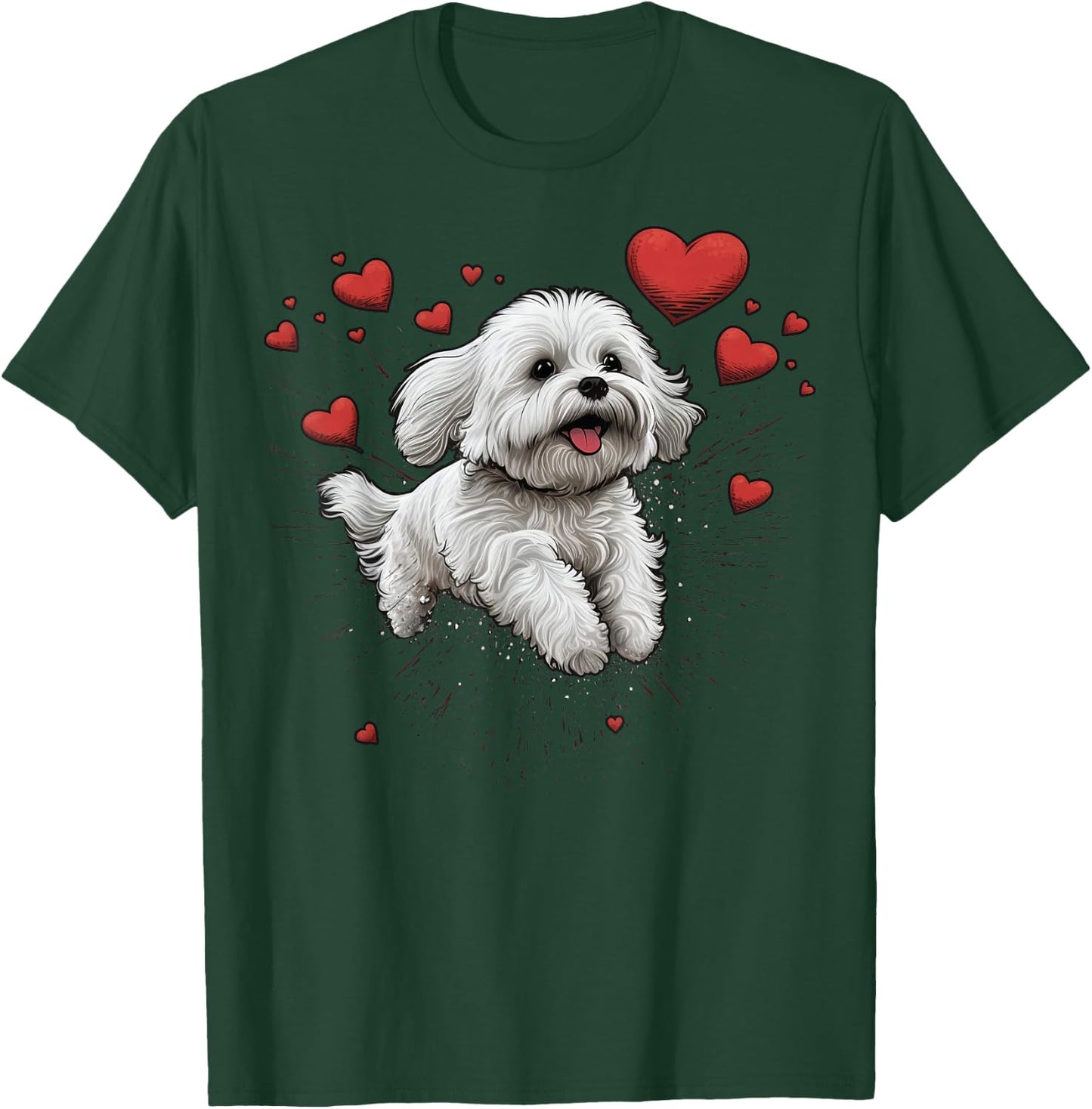 Maltese dog Love Heart for Valentines Day Maltese dog Lover T-Shirt - T-Shirt | Forest