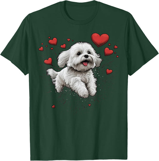 Maltese dog Love Heart for Valentines Day Maltese dog Lover T-Shirt - T-Shirt | Forest