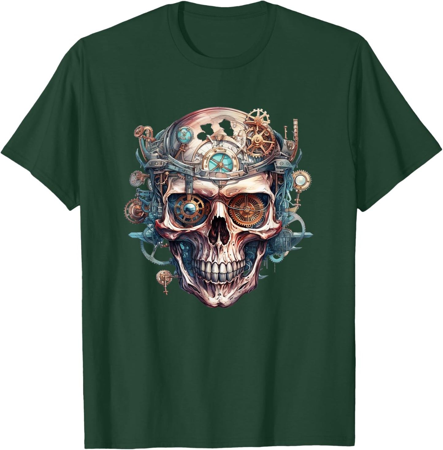 Steampunk skull mechanic gear cyborg vintage T-Shirt - T-Shirt | Forest