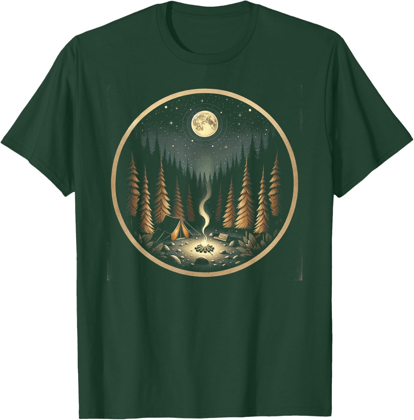Moonlit Camping Adventure T-Shirt - T-Shirt | Forest