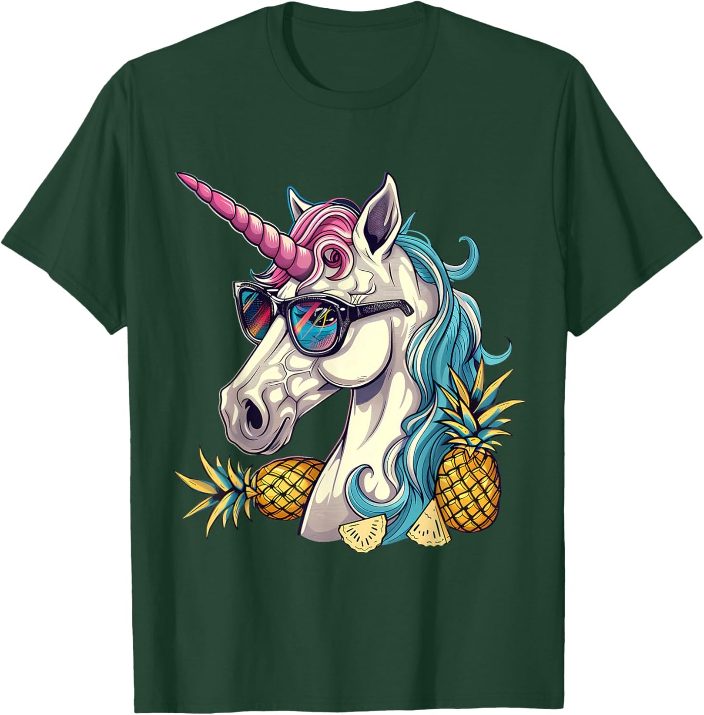Pineapple Unicorn Pineapple Fruit Unicorn Lover Portrait T-Shirt - T-Shirt | Forest