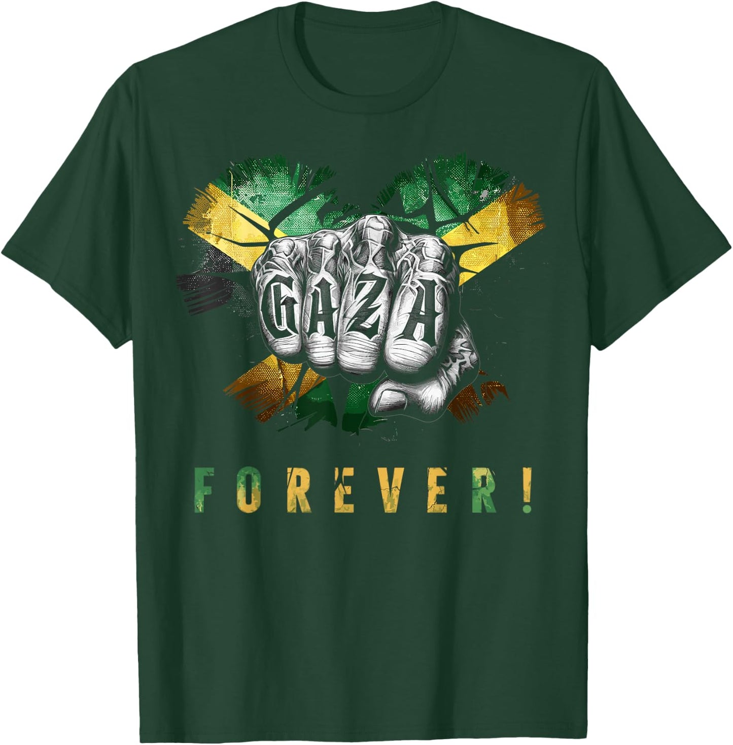 Gaza Forever Jamaican Flag Dancehall Vybz Fans Men, Women's T-Shirt - T-Shirt | Forest