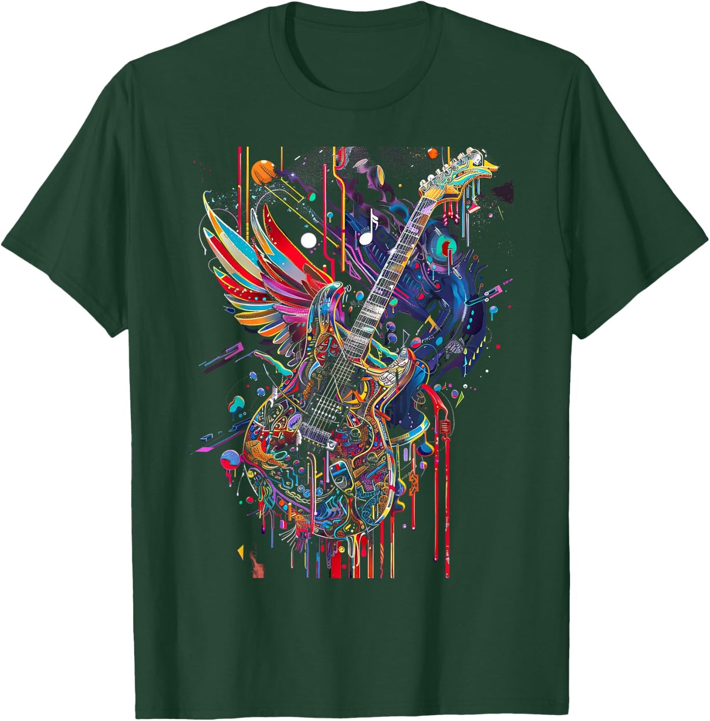 Rock & Roll Guitar with Wings T-Shirt - T-Shirt | Forest