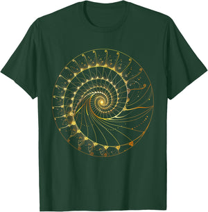 Fibonacci Spiral Ratio Mathematicians Sacred Geometry T-Shirt - T-Shirt | Forest