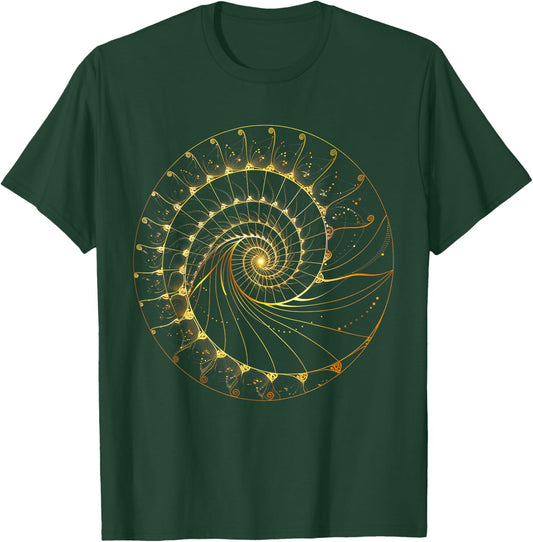 Fibonacci Spiral Ratio Mathematicians Sacred Geometry T-Shirt - T-Shirt | Forest