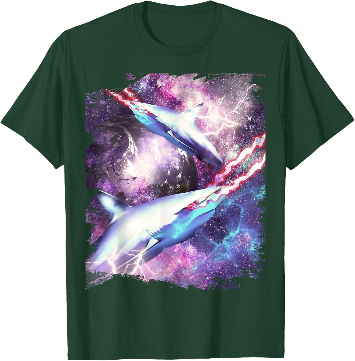 Laser Beam Eyes Shark in Space T-Shirt - T-Shirt | Forest