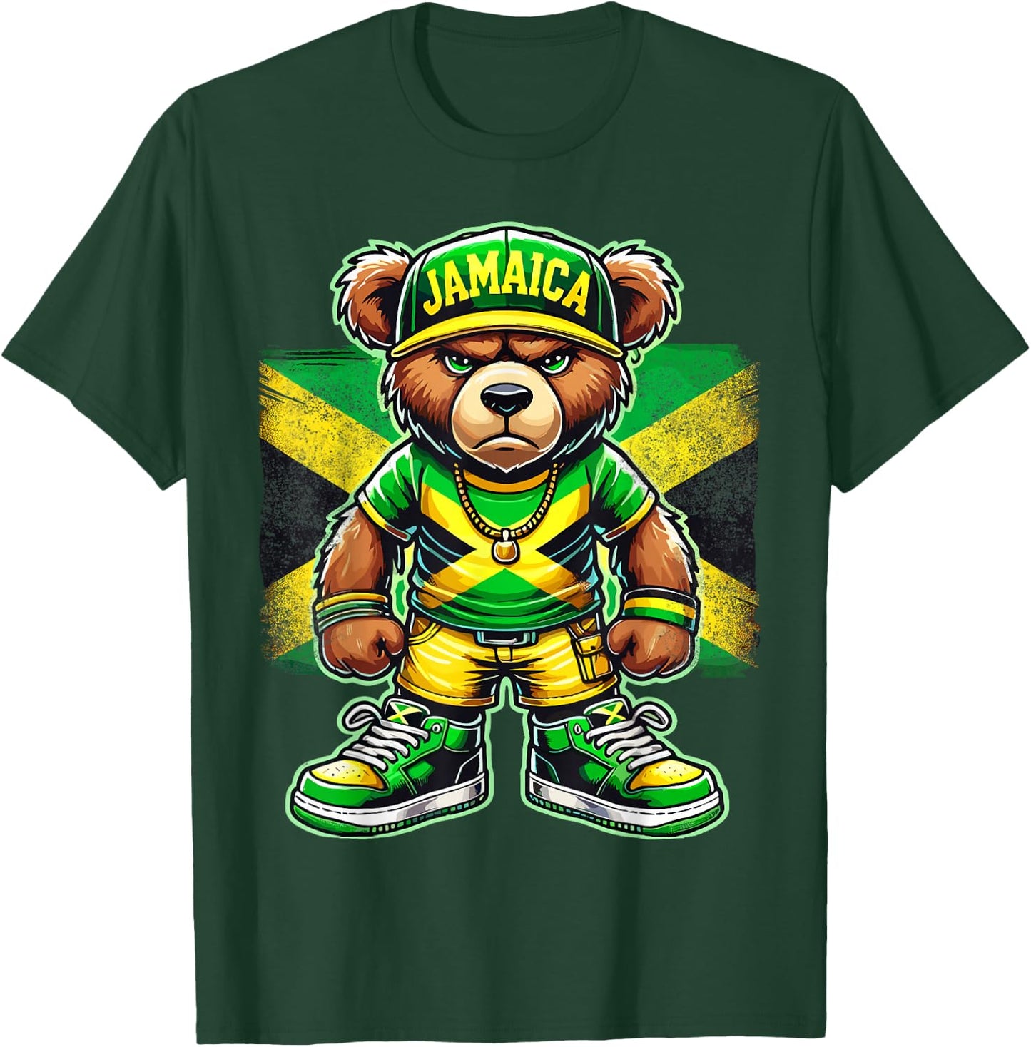 Jamaica Flag Teddy Bear Jamaican T-Shirt - T-Shirt | Forest