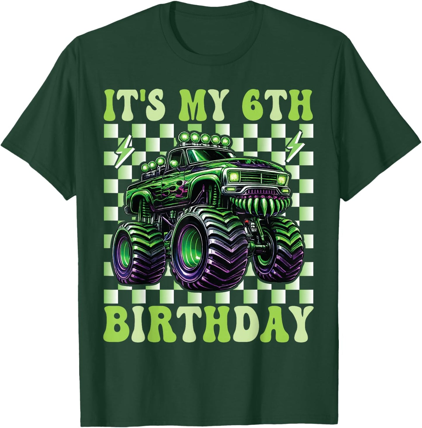 Its My 6th Birthday Monster Truck 6 Year Old Boys 6th Party T-Shirt - T-Shirt | Forest