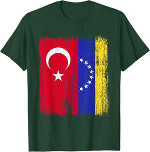 Turkey Venezuela Half Flag Turkish Venezuelan Jersey T-Shirt - T-Shirt | Forest