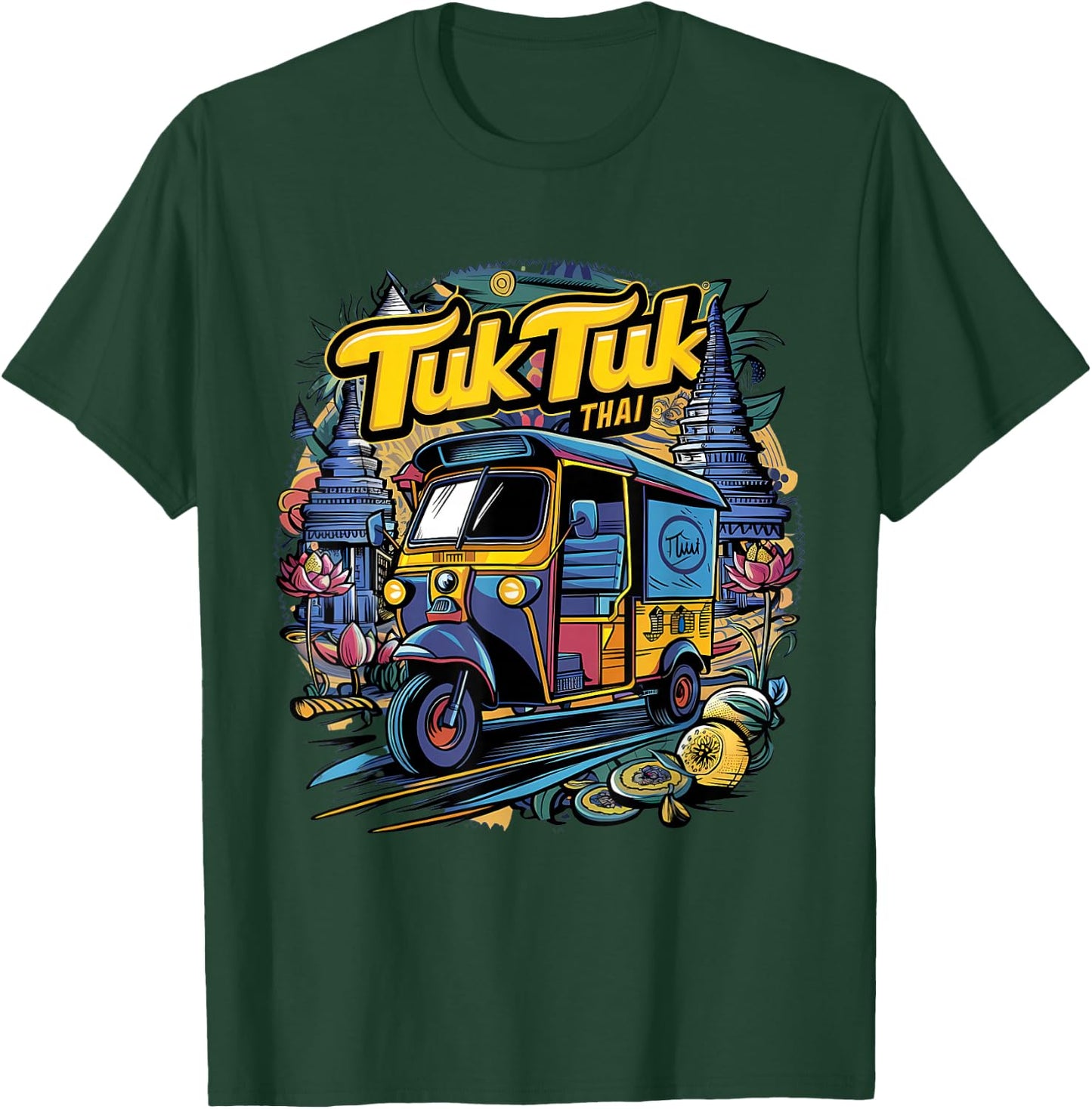 Vibrant Tuk Tuk Thai Adventure T-Shirt - T-Shirt | Forest