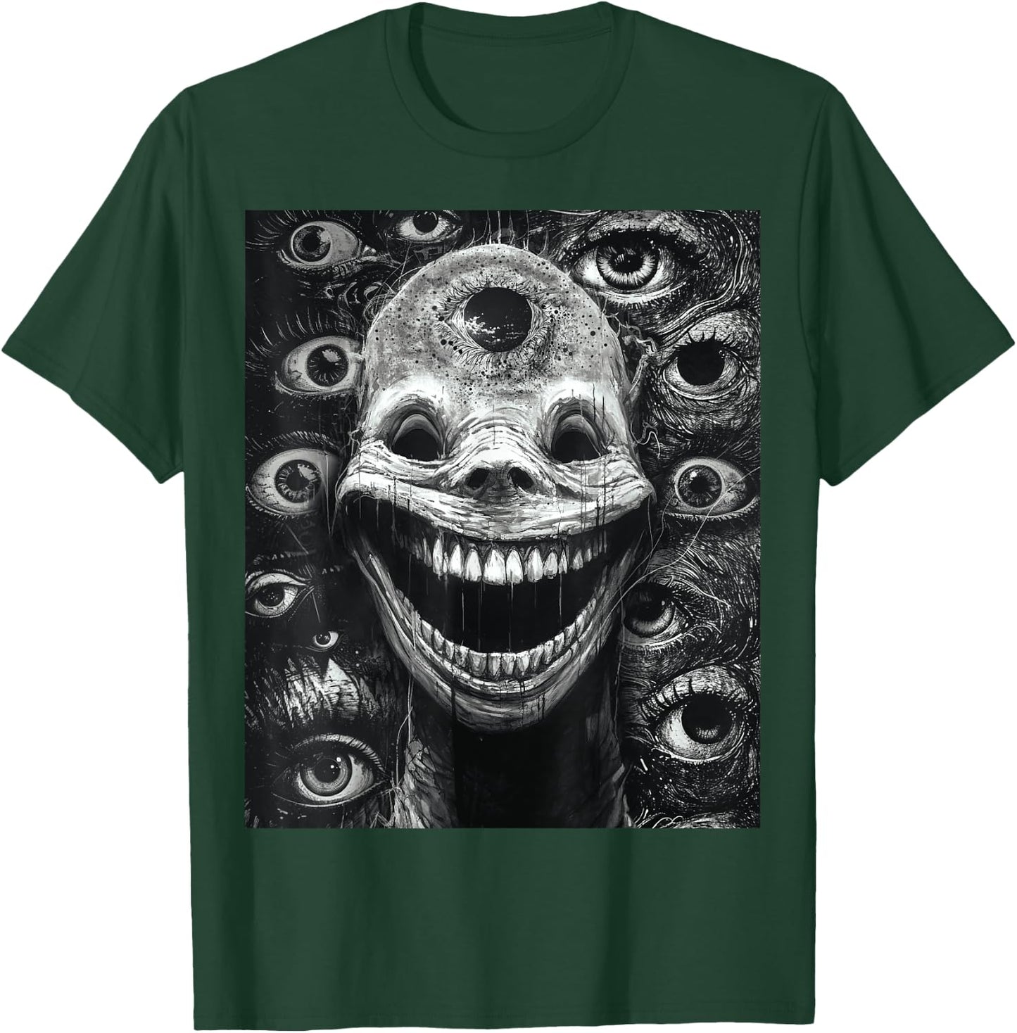 Creepy gothic grin of the abyss Horror Nightmarish Sinister T-Shirt - T-Shirt | Forest