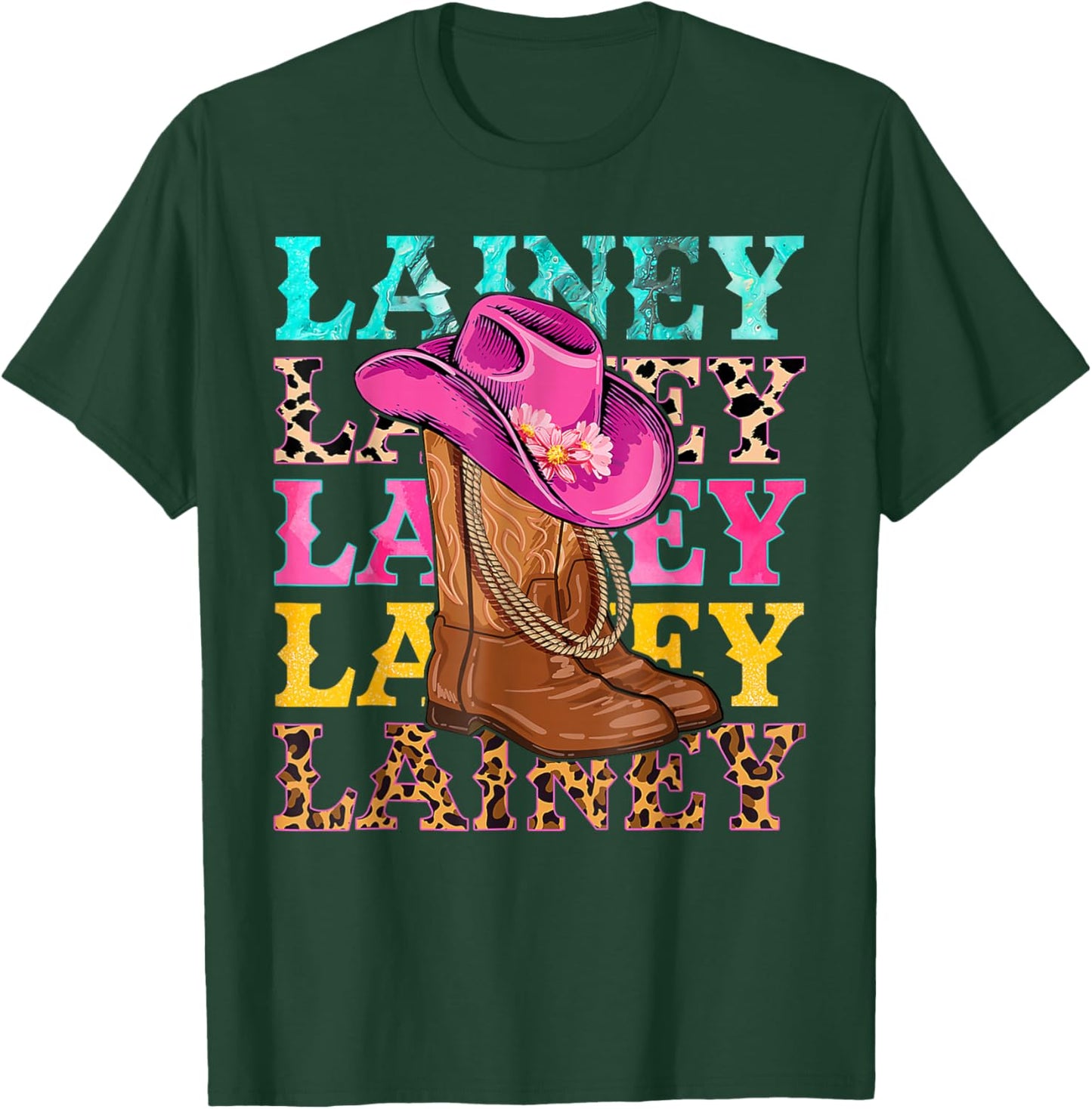 Western Cowgirl Lainey Personalized Black -Kids Western Casual T-Shirt - T-Shirt | Forest