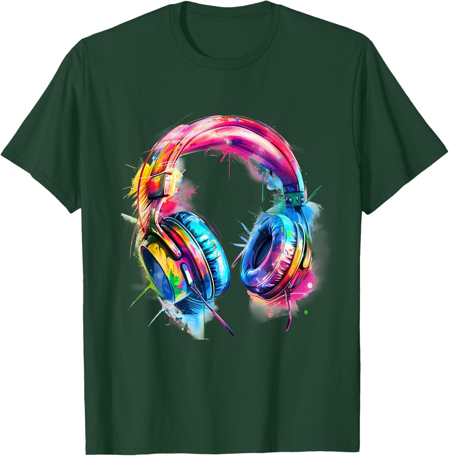 Headphones Music DJ Colourful Music Headphones Music Lover T-Shirt - T-Shirt | Forest