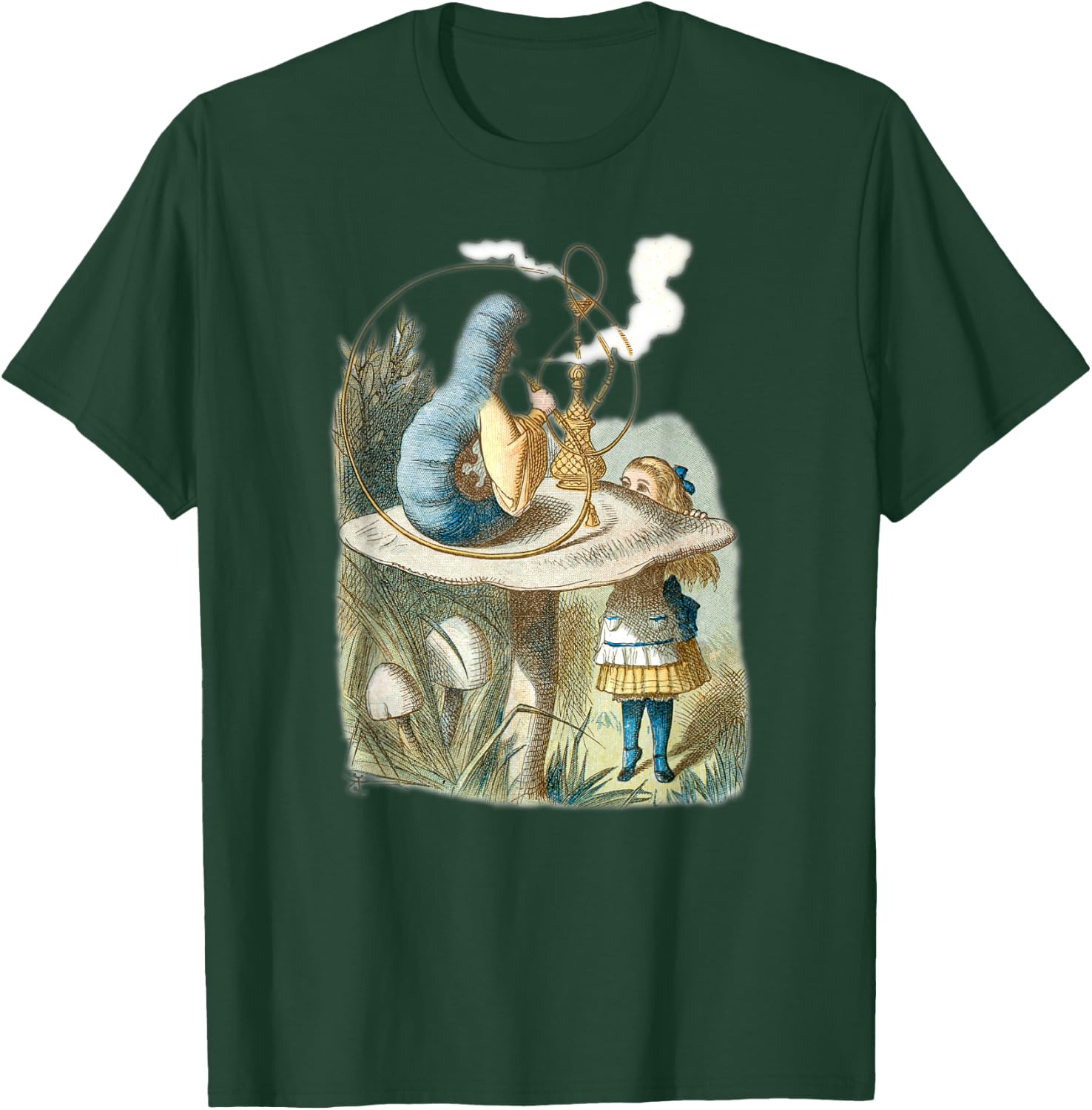 Smoking Blue Caterpillar - Alice in Wonderland T-Shirt - T-Shirt | Forest