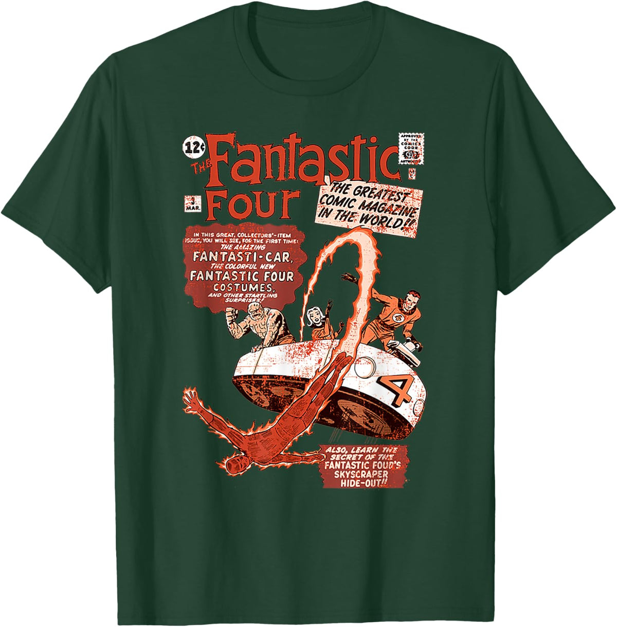Marvel Fantastic Four Comic Cover Distressed Vintage Poster T-Shirt - T-Shirt | Forest