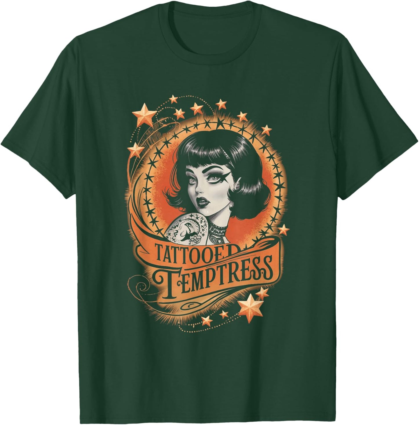 Vintage Tattoo Goth Girl Tattooed Temptress T-Shirt - T-Shirt | Forest