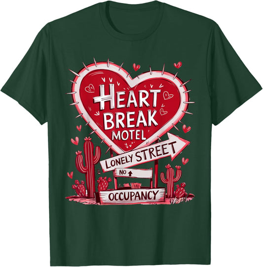 Heart Break Motel Retro Lonely Street Cactus Lovers Design T-Shirt - T-Shirt | Forest