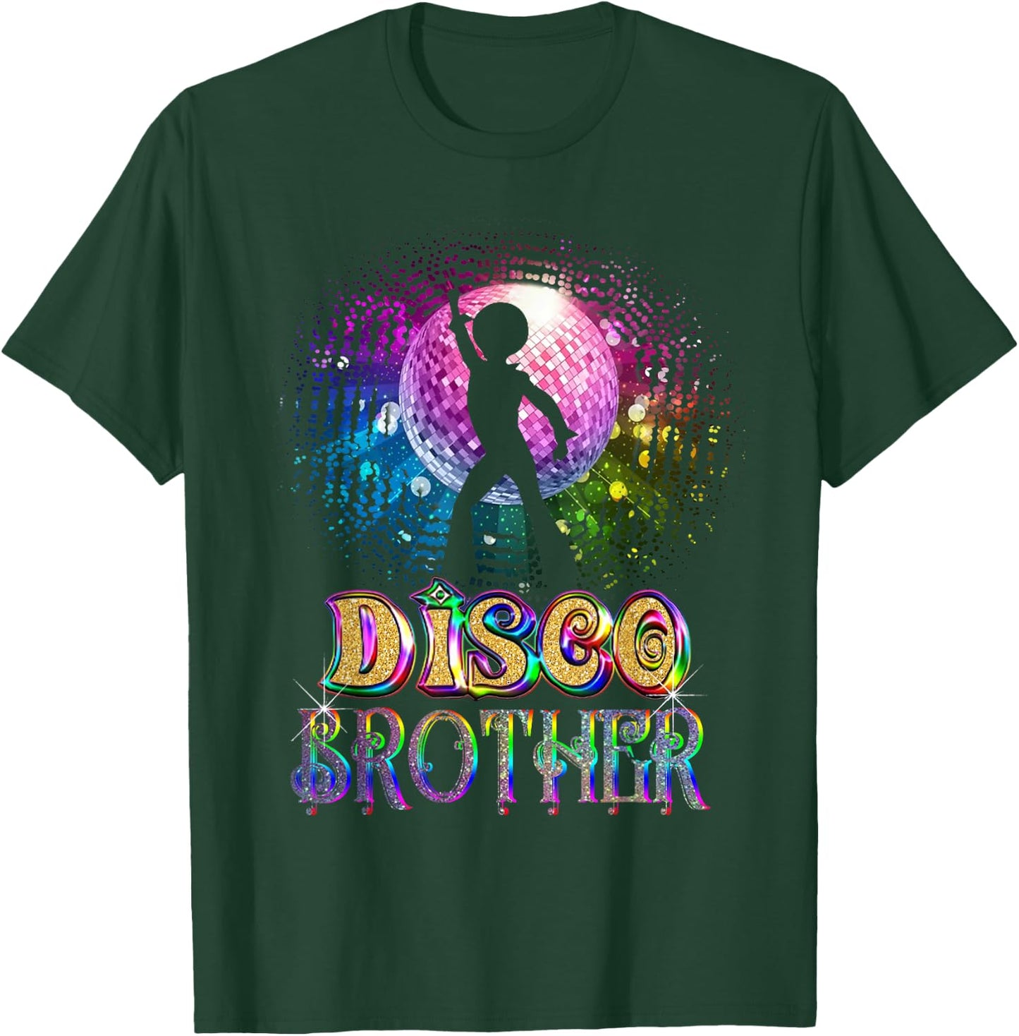 Funny Disco Brother -Retro 70's Seventies Themed Disco Ball T-Shirt - T-Shirt | Forest