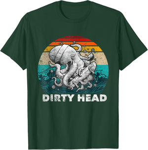 Vintage Dirty Octopus Heads With Skateboard Music Lover T-Shirt - T-Shirt | Forest