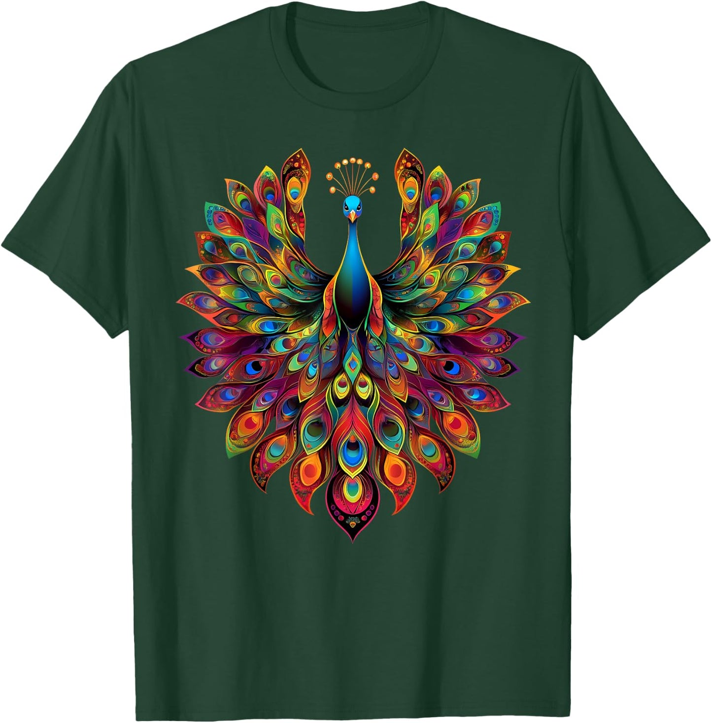Colorful Peacock Cute Peafowl Bird Lover Men Women Black T-Shirt - T-Shirt | Forest