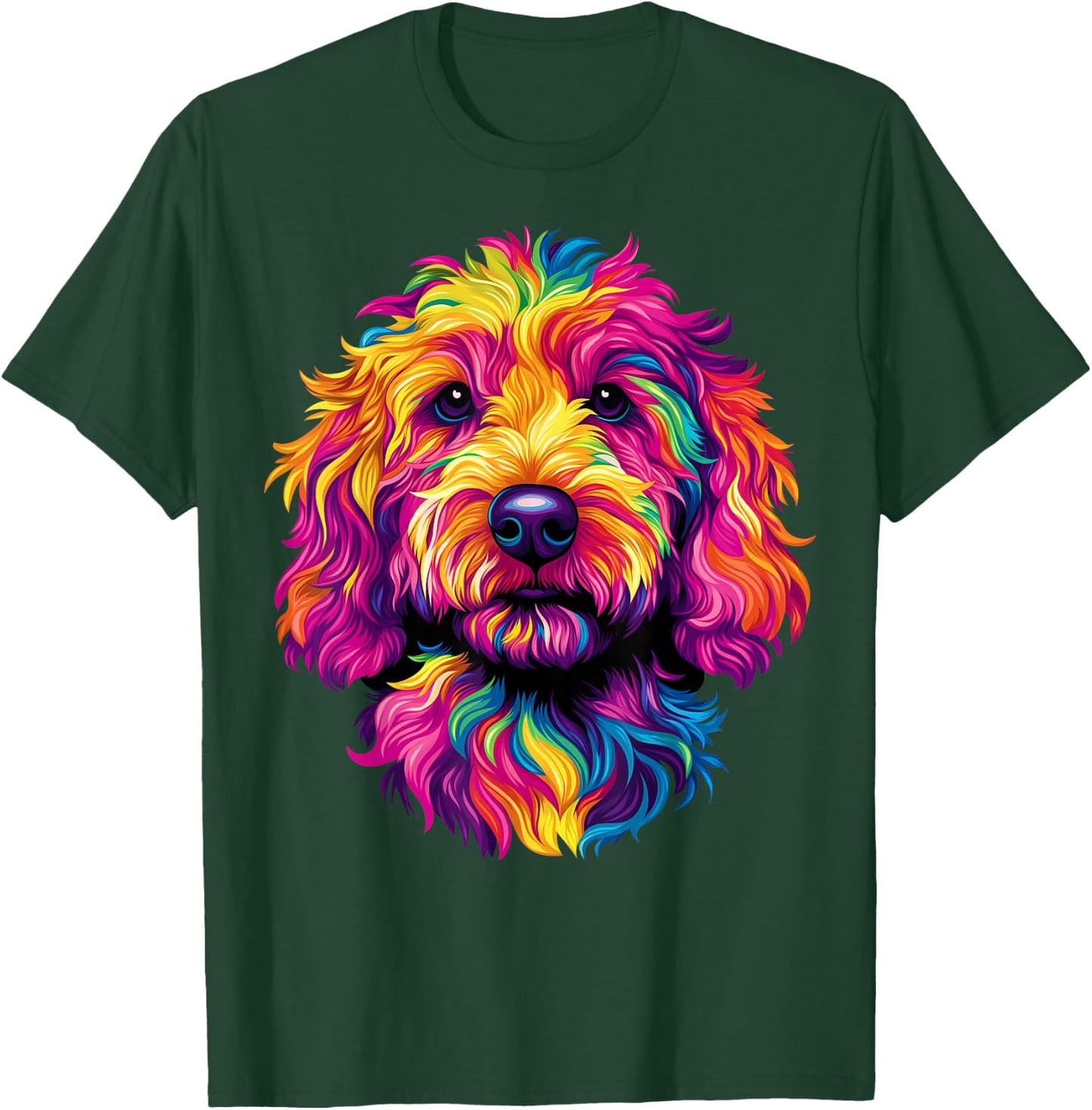Colorful Goldendoodle Face Golden Doodle Dog Lover Black T-Shirt - T-Shirt | Forest