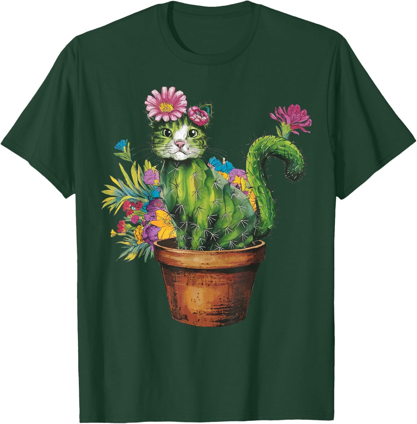 Cat Cactus Gardening Gifts For Cat Lover Cat Mom Cat Dad T-Shirt - T-Shirt | Forest