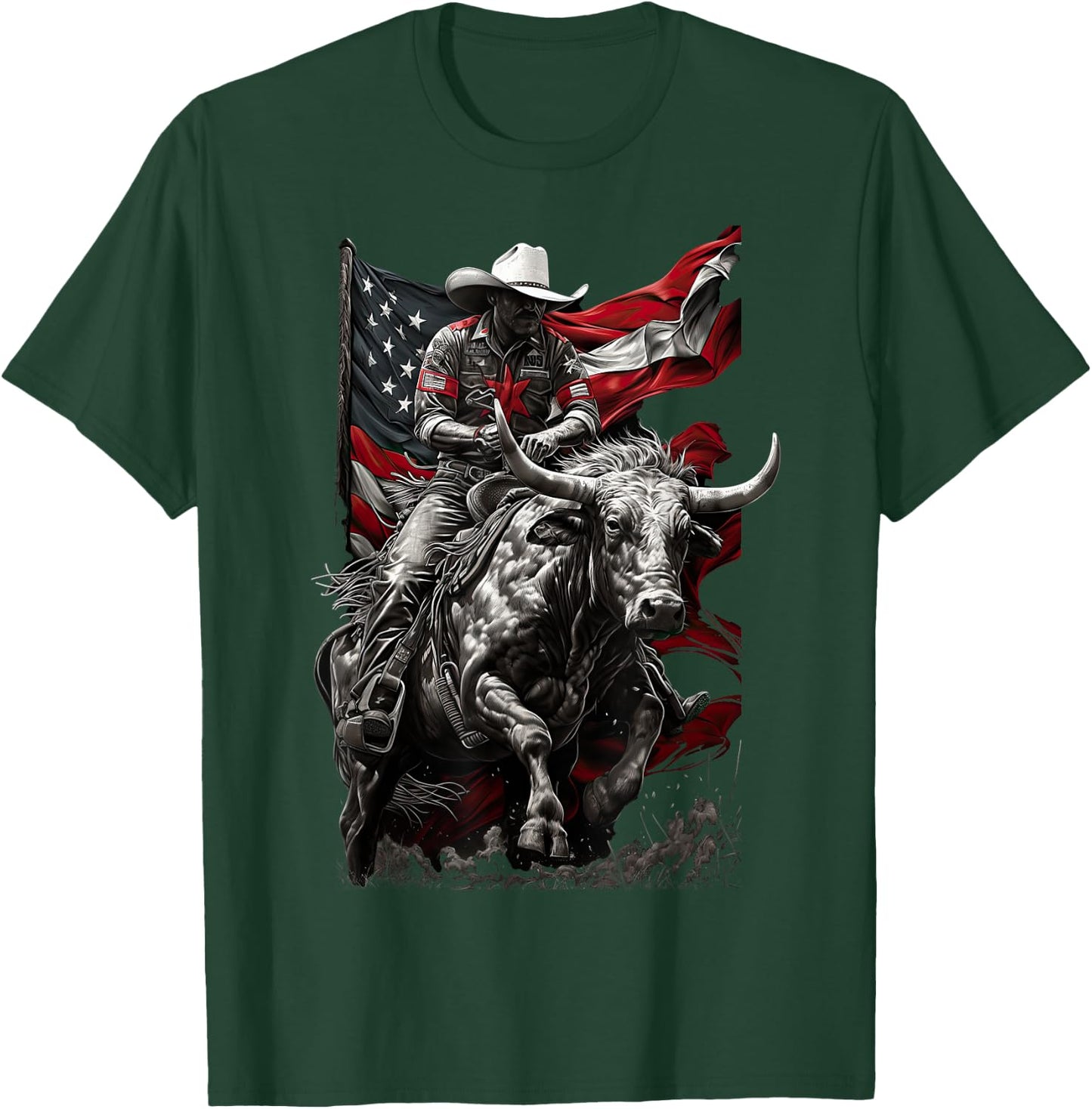 Rodeo Bucking Bull Riding Cowboy western T-Shirt - T-Shirt | Forest