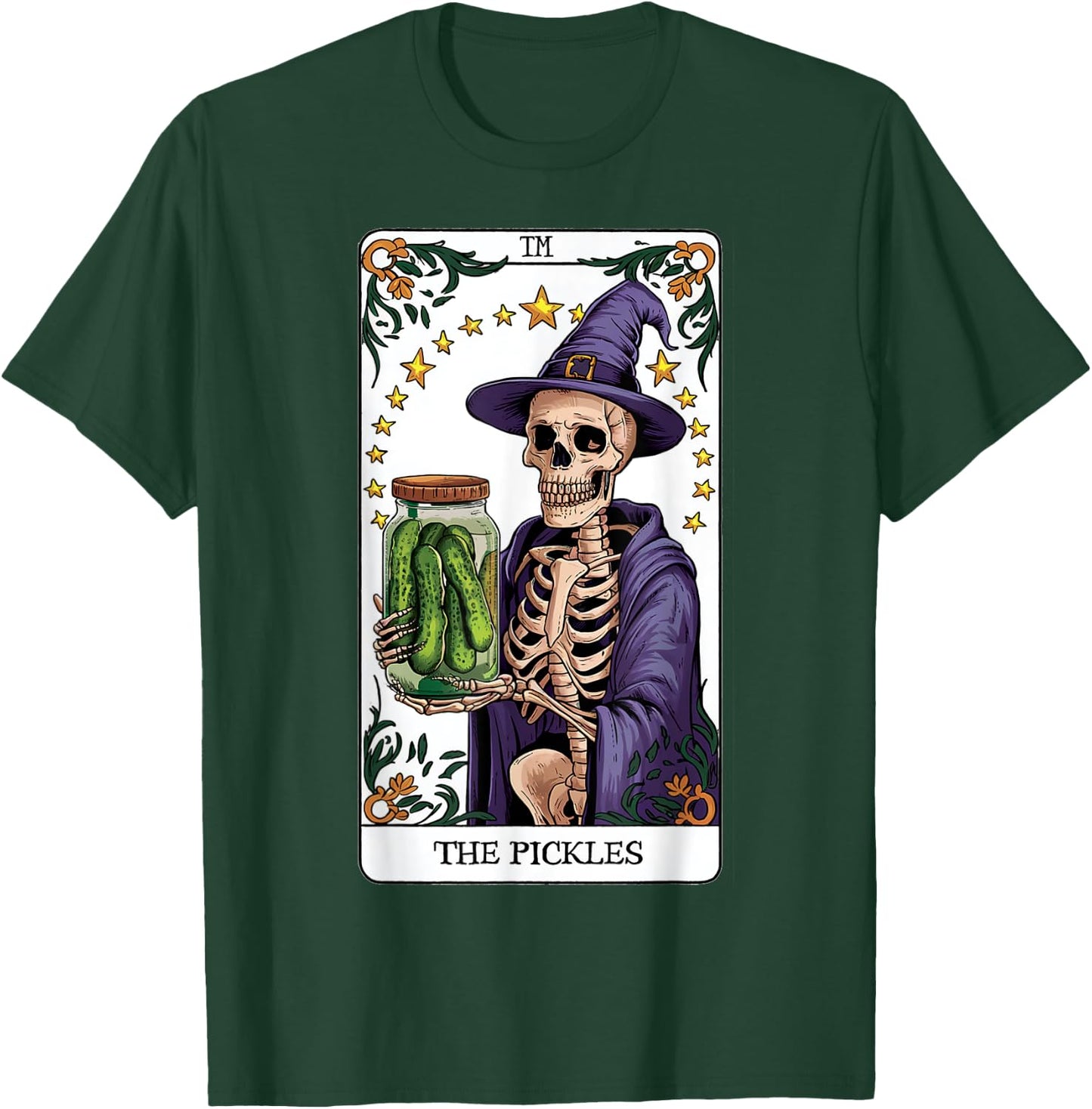 Wizard Pickles Tarot Card Skeleton Canning Season Gardener T-Shirt - T-Shirt | Forest