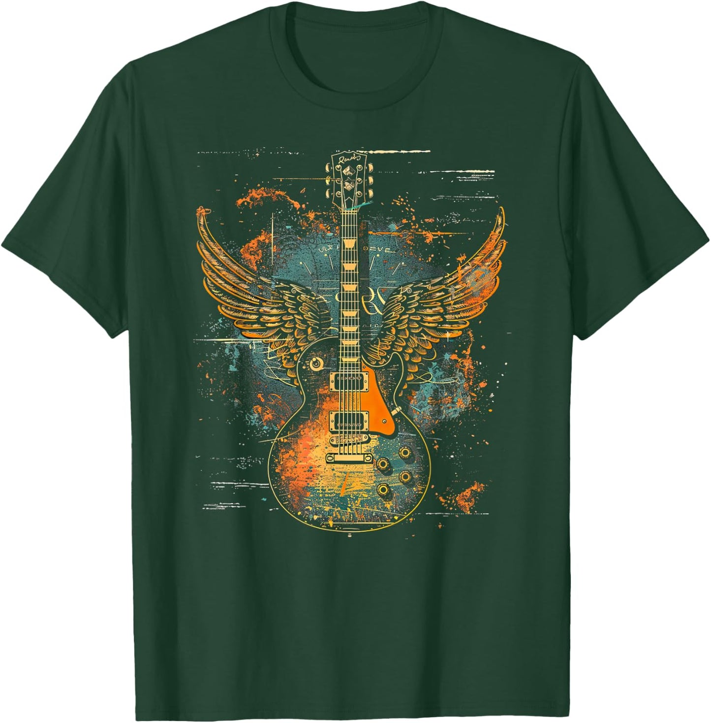 Rock & Roll Guitar with Wings T-Shirt - T-Shirt | Forest