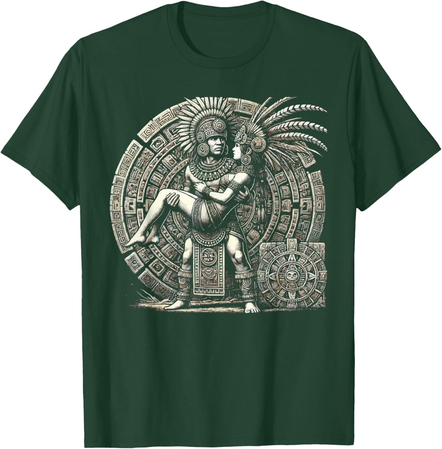 Aztec Warrior Mayan Indigenous Mexican Aztec Jaguar T-Shirt - T-Shirt | Forest