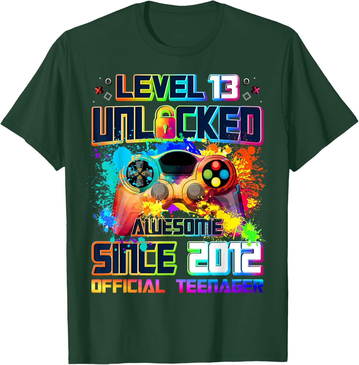 Level 13 Unlocked Awesome Since 2012 13th Birthday Gaming T-Shirt - T-Shirt | Forest