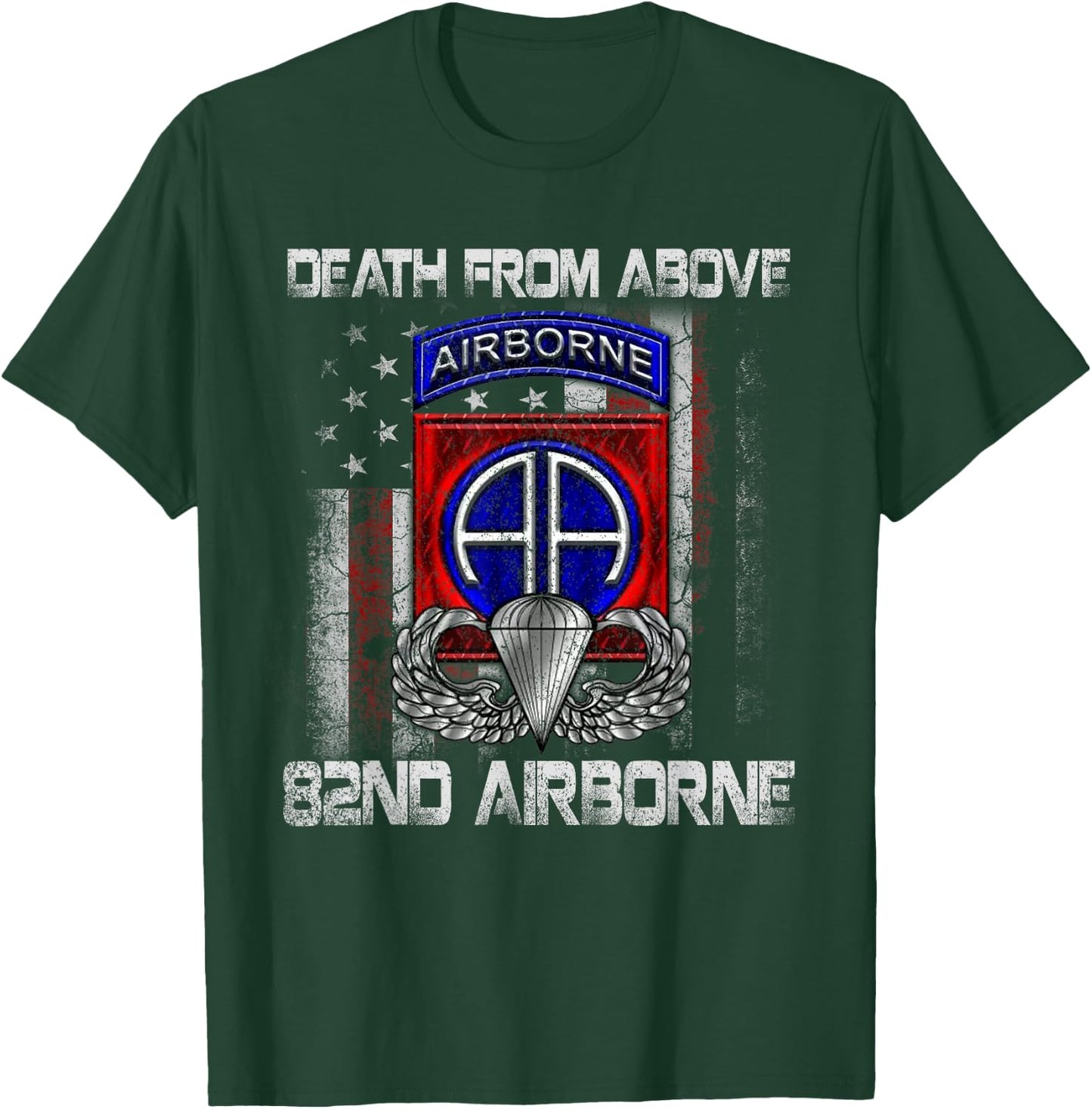 Death From Above 82nd Airborne Division Paratrooper Flag T-Shirt - T-Shirt | Forest